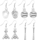 4 Pairs Baseball Dangle Earrings
