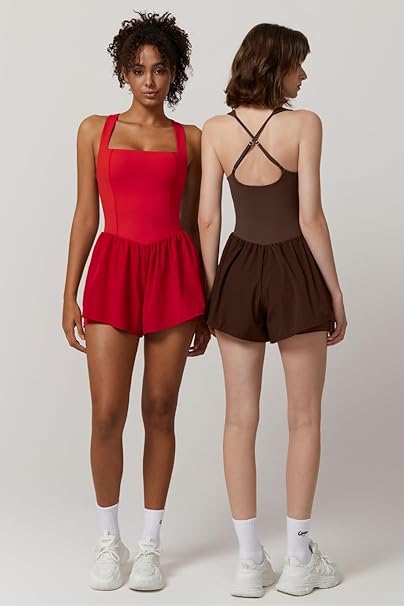Women's Square Neck Sleeveless Romper Jumpsuit Casual Summer One Piece Outfit with Pocket