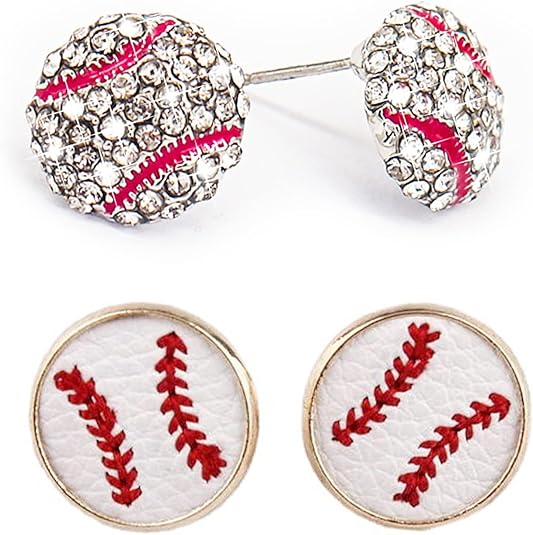 2 pair Moms - Baseball Earrings