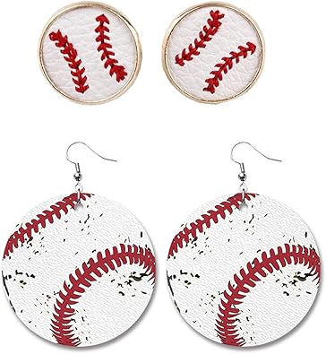 2 Pairs Baseball Earrings